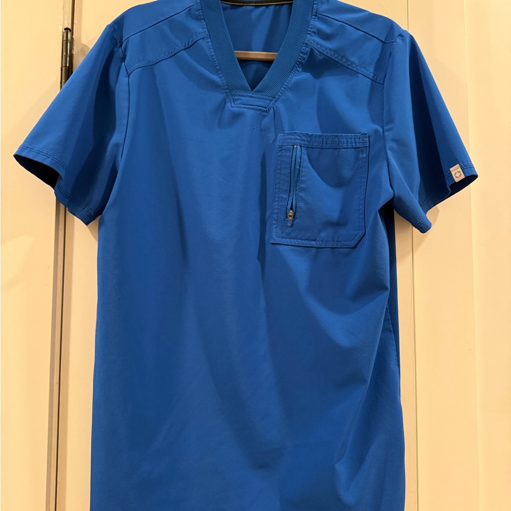 Men's Blue V-Neck Scrub top